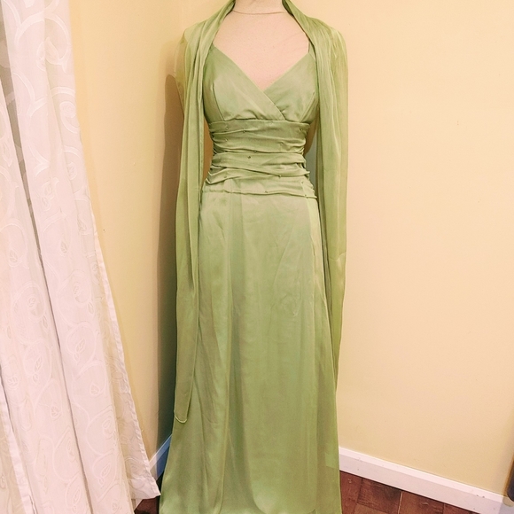 Unbranded Dresses & Skirts - Custom made Prom floor length chiffon dress vibrant green size XS